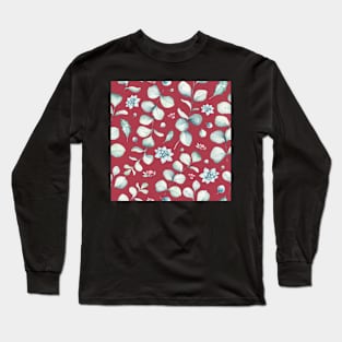 Winter Green on Red Long Sleeve T-Shirt